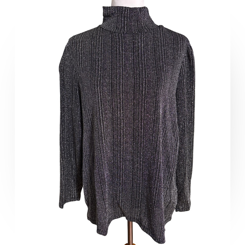 Grace Black and Silver Turtleneck Blouse